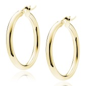 Cercei rotunzi argint placati cu aur galben Ø30 mm x 3 mm Classic Hoops DiAmanti KHR330G-DIA